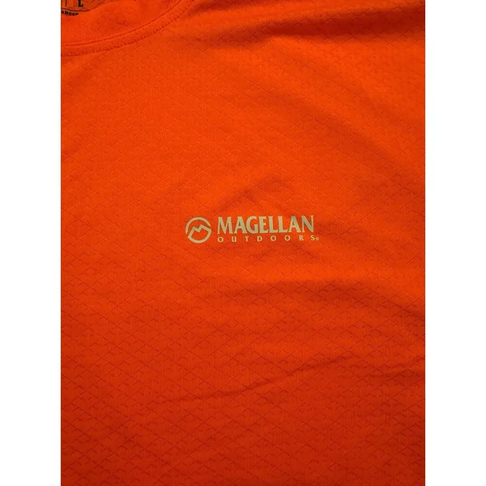Magellan Outdoors Shirt Men’s L Orange Long Sleeve Performance Tee UPF Quick Dry - Picture 4 of 9